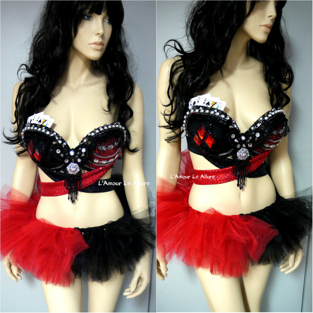 Harley Quinn Bra and tutu Cosplay Dance Costume Rave Bra Halloween