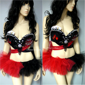 Harley Quinn Bra and tutu Cosplay Dance Costume Rave Bra Halloween