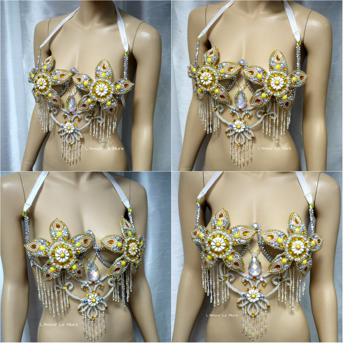 Yellow Flower Beaded Samba Carnival Dance Top