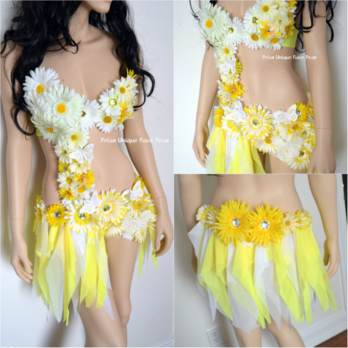 Summer Yellow and White Daisy Fairy Monokini Costume