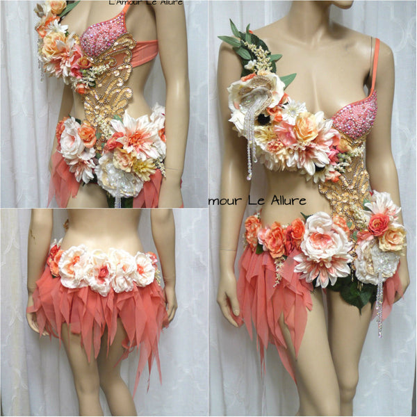 Sweet as a Peach Spring Fairy Bra and Skirt Monokini Costume