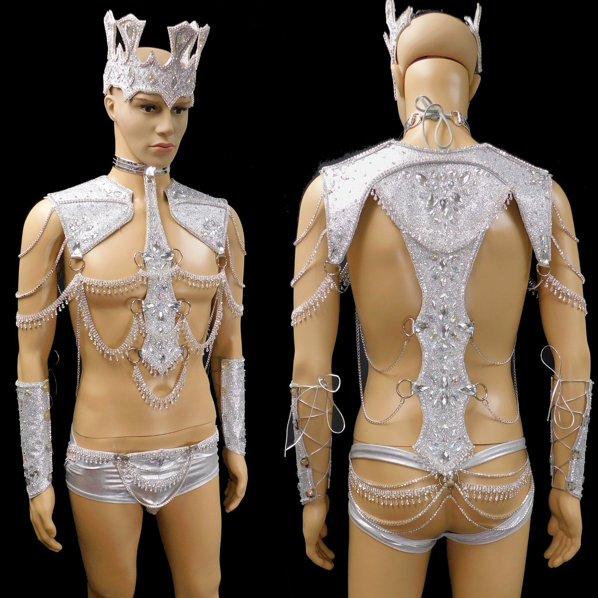 King Of Diamonds  Carnival Samba Costume - Crown, Body Harness, Bottom and Cuffs