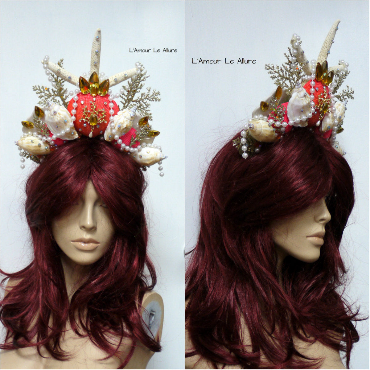 Orange Gold Tiara Mermaid Crown Cosplay Dance