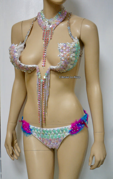 Pastel Unicorn Princess Diamond Samba Carnival Top, Necklace and Bottom