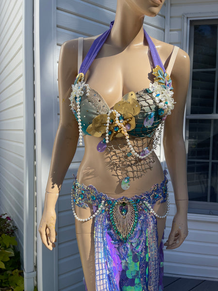 Dripping in Gold Lavender Sequins Mermaid Costume