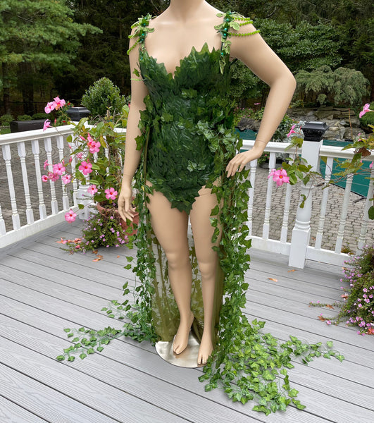 Full Poison Ivy Monokini Gown Dress with Shoulder beading