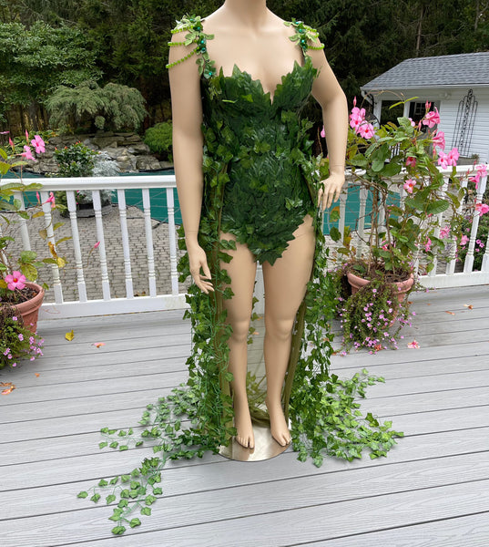 Full Poison Ivy Monokini Gown Dress with Shoulder beading