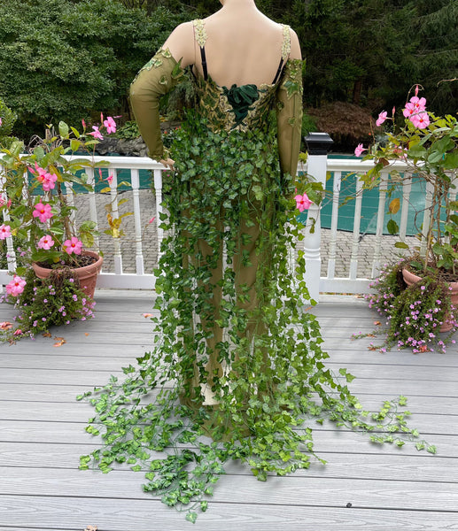 Full Gold Mother Nature Poison Ivy Monokini Body Suit Gown with Gloves
