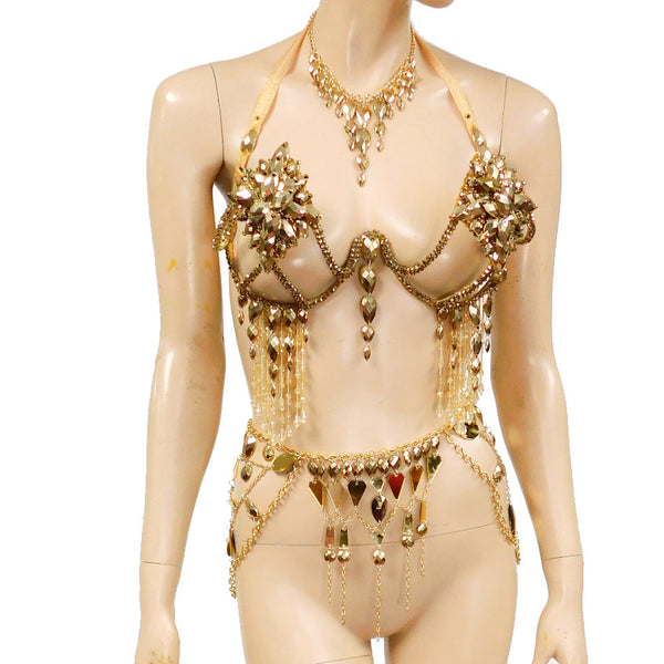 Gold Mirror Chain Goddess Samba Carnival Top Wire Frame