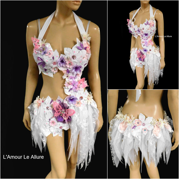 Pink Lavender Frosted Winter Fairy Monokini Costume